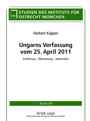 cover image of Ungarns Verfassung vom 25. April 2011